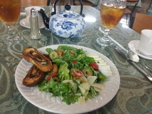 Caesar Salad with Kalamata olive pesto cheese bread