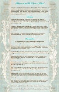 Relics Antique Mall Tea Room Menu side 1