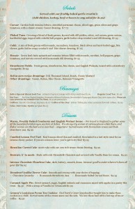 Relics Antique Mall Tea Room Menu side 2